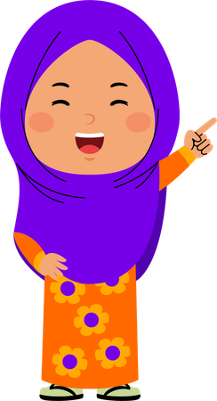 Muslim girl pointing left  Illustration