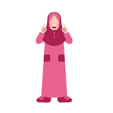 Hijab Kid With Got Idea Gesture Illustration