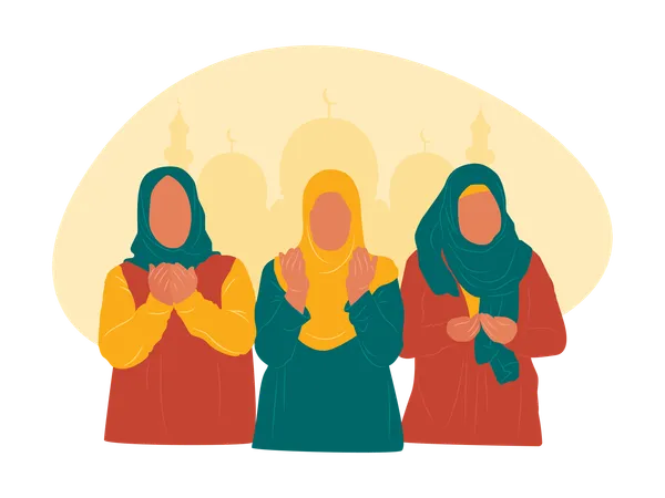 Muslim girl praying  Illustration