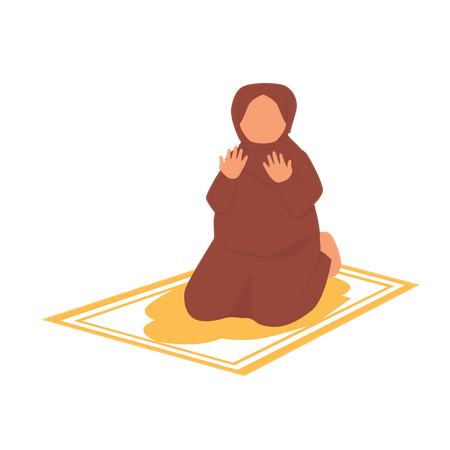 Muslim Girl Praying Illustration