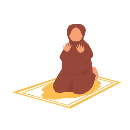 Muslim Girl Praying Illustration