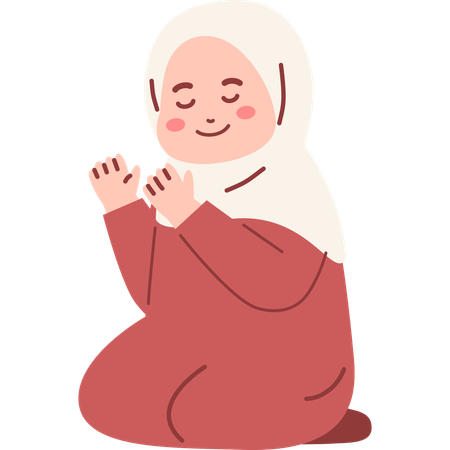 Muslim Girl Praying  Illustration