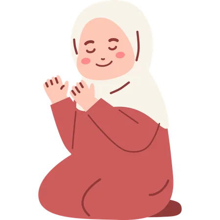 Muslim Girl Praying  Illustration