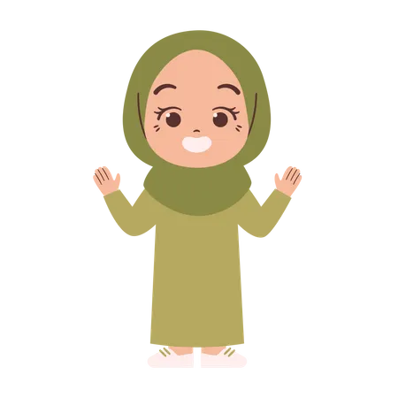 Muslim girl raise hands  Illustration