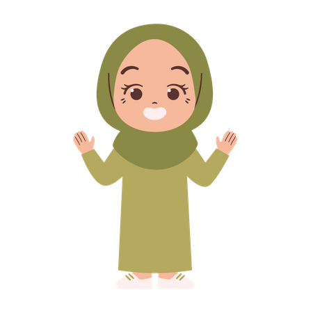 Muslim girl raise hands  Illustration