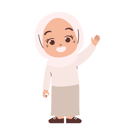 Muslim Girl Raising Hand  Illustration