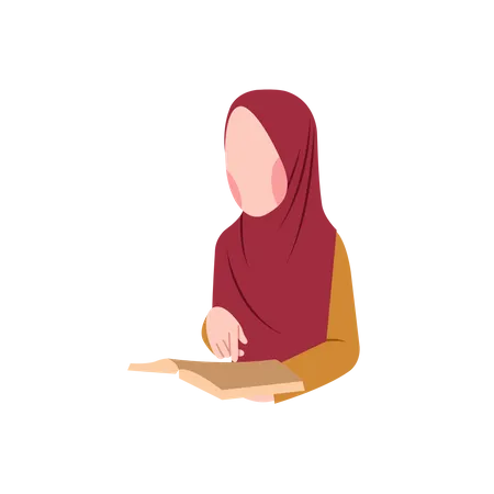 Muslim girl read book  Illustration