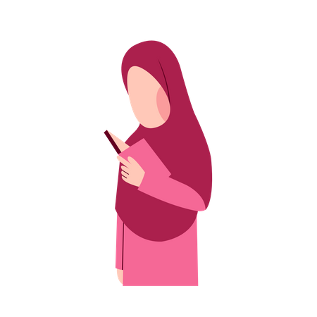 Muslim Girl Read Book Illustration
