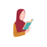 illustrations for muslim girl reading book