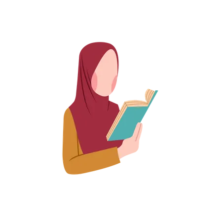 Muslim girl reading book  Illustration