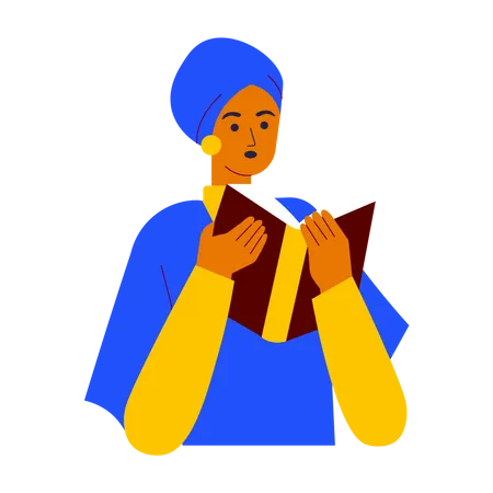 Muslim girl Reading Quran Illustration