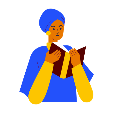 Muslim girl Reading Quran  Illustration