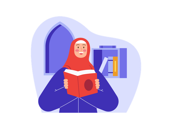 Muslim girl reading Quran  Illustration