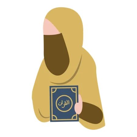 Muslim girl reads Muslim book  Illustration