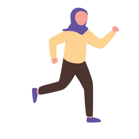 Muslim girl running Illustration