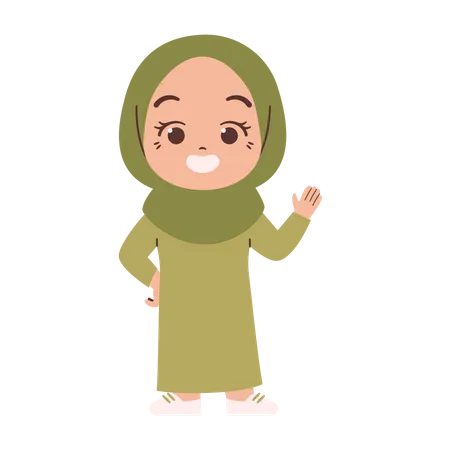 Muslim girl saying hello Illustration