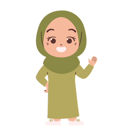 Muslim girl saying hello  Illustration