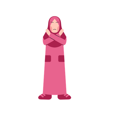 Muslim girl saying no  Illustration