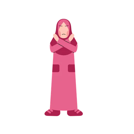 Muslim girl saying no  Illustration