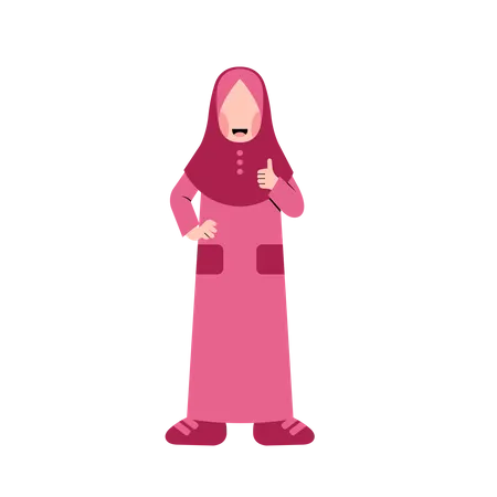 Muslim girl showing thumbs up Illustration
