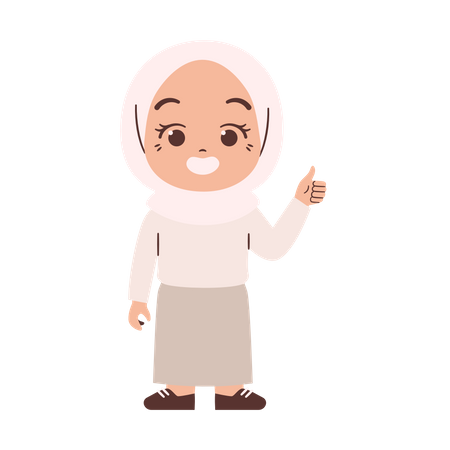 Muslim Girl Showing Thumbs Up  Illustration