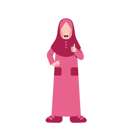 Muslim girl showing thumbs up  Illustration