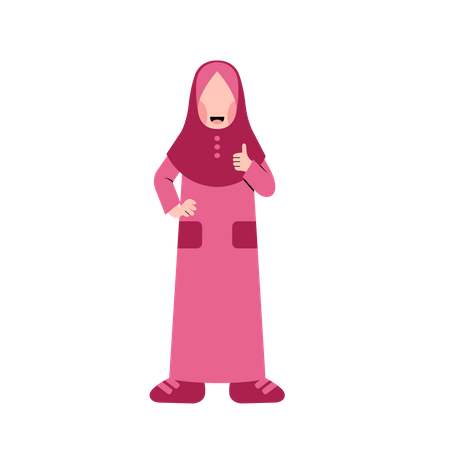 Muslim girl showing thumbs up  일러스트레이션