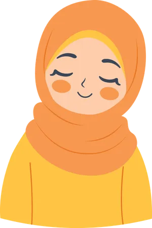 Muslim Girl Smiling Wearing Hijab  Illustration