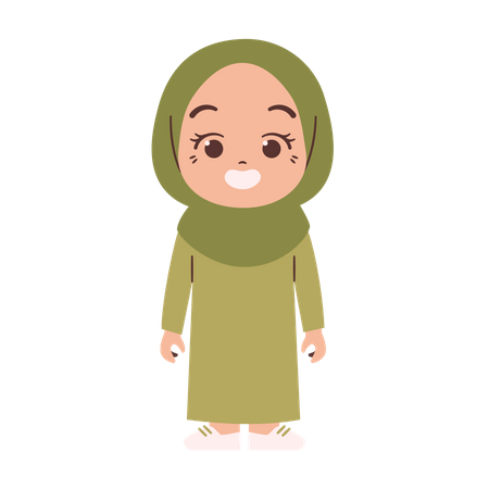 Muslim girl standing  Illustration