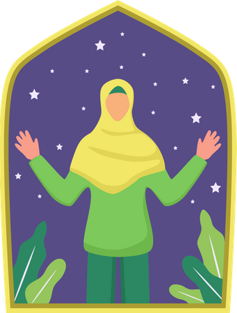 Muslim girl standing  Illustration