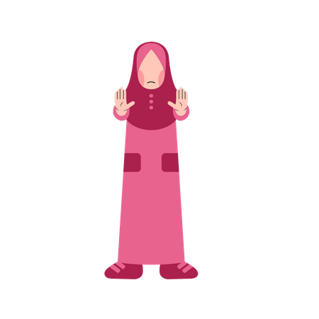 Muslim girl stopping gesture Illustration