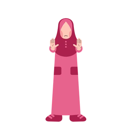 Muslim girl stopping gesture  Illustration