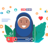 illustrations of muslim girl streaming