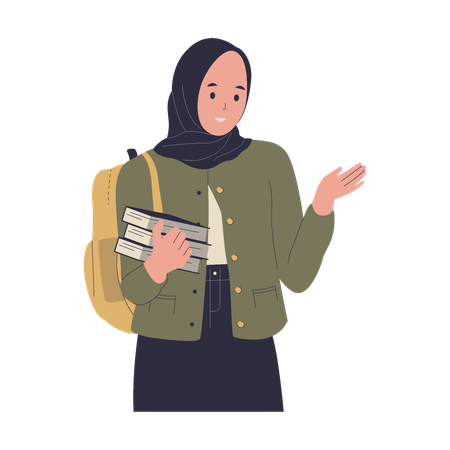 Muslim girl student in hijab  Illustration