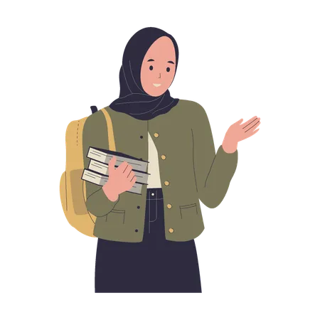 Muslim girl student in hijab  Illustration