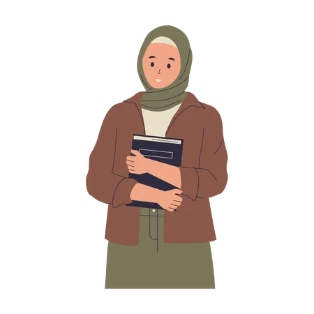 Muslim girl student in hijab  Illustration