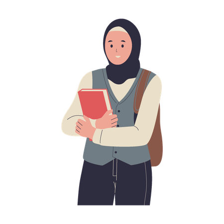 Muslim girl student in hijab  Illustration