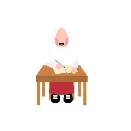 Muslim girl studying  Illustration