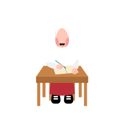 Muslim girl studying  Illustration