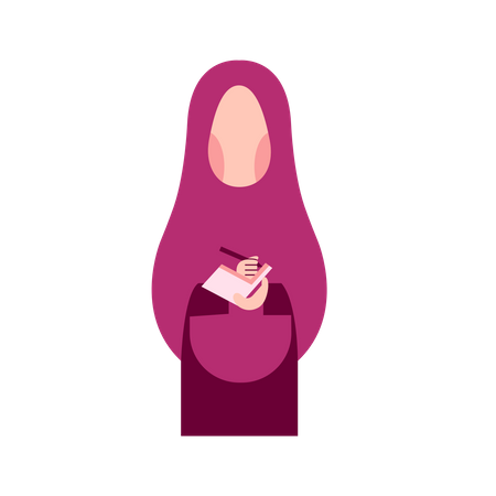 Muslim girl taking notes  Illustration