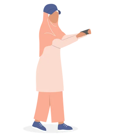 Muslim girl taking selfie  Illustration