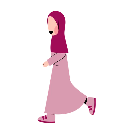 Muslim Girl walking Illustration