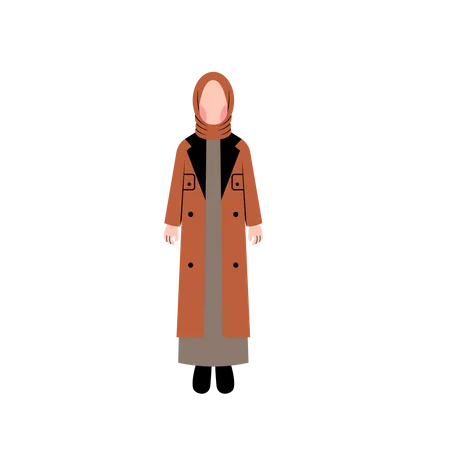 Muslim girl wearing fashionable jacket  Illustration