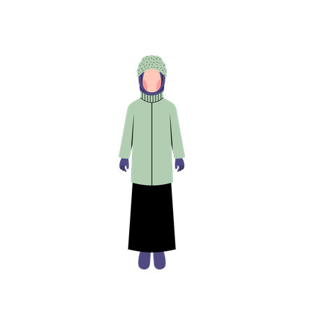 Muslim girl wearing fashionable outerwear Illustration