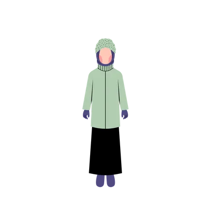 Muslim girl wearing fashionable outerwear Illustration
