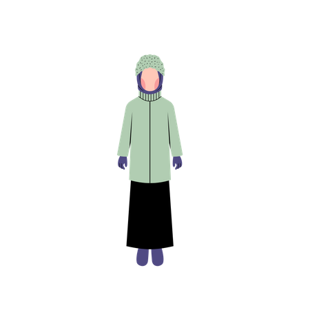 Muslim girl wearing fashionable outerwear  Illustration