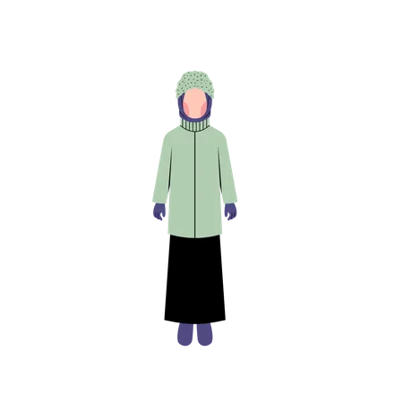 Muslim girl wearing fashionable outerwear  Illustration