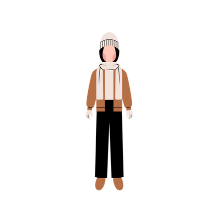 Muslim girl wearing winter clothes Illustration