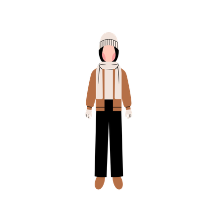 Muslim girl wearing winter clothes  Illustration