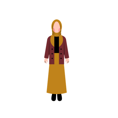 Muslim girl wearing winter coat  Illustration